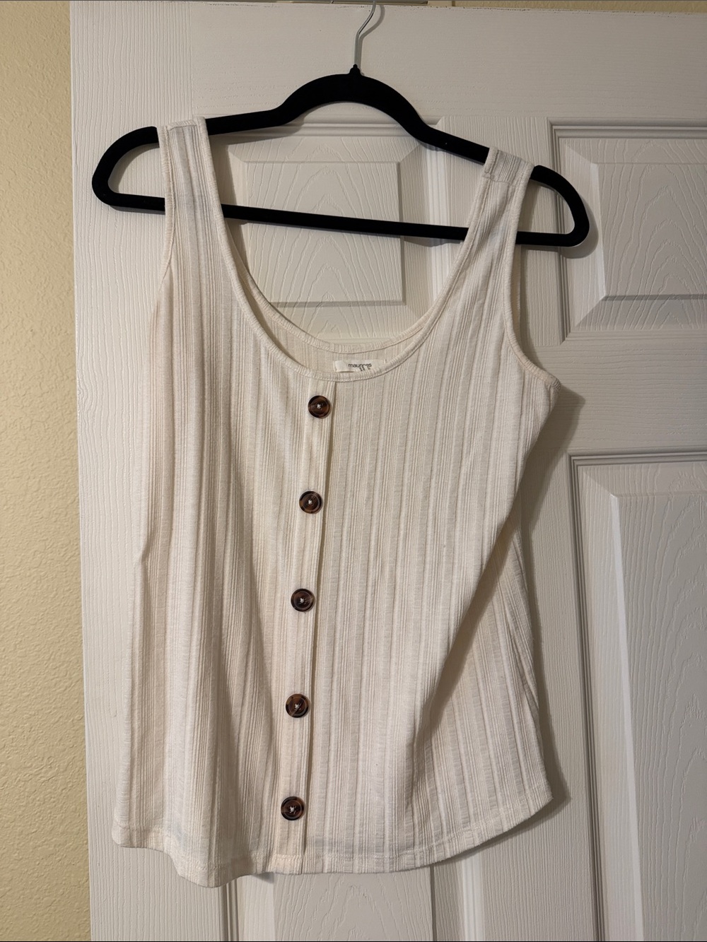 Maurices Cream Ribbed Button-Front Tank